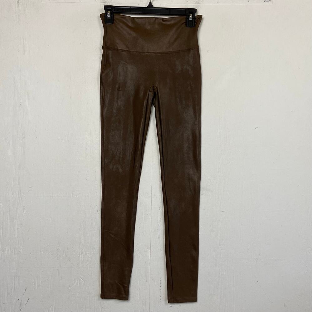SPANX Faux Leather Shiny Leggings-Rare Bronze Brown-#2437-Size Medium